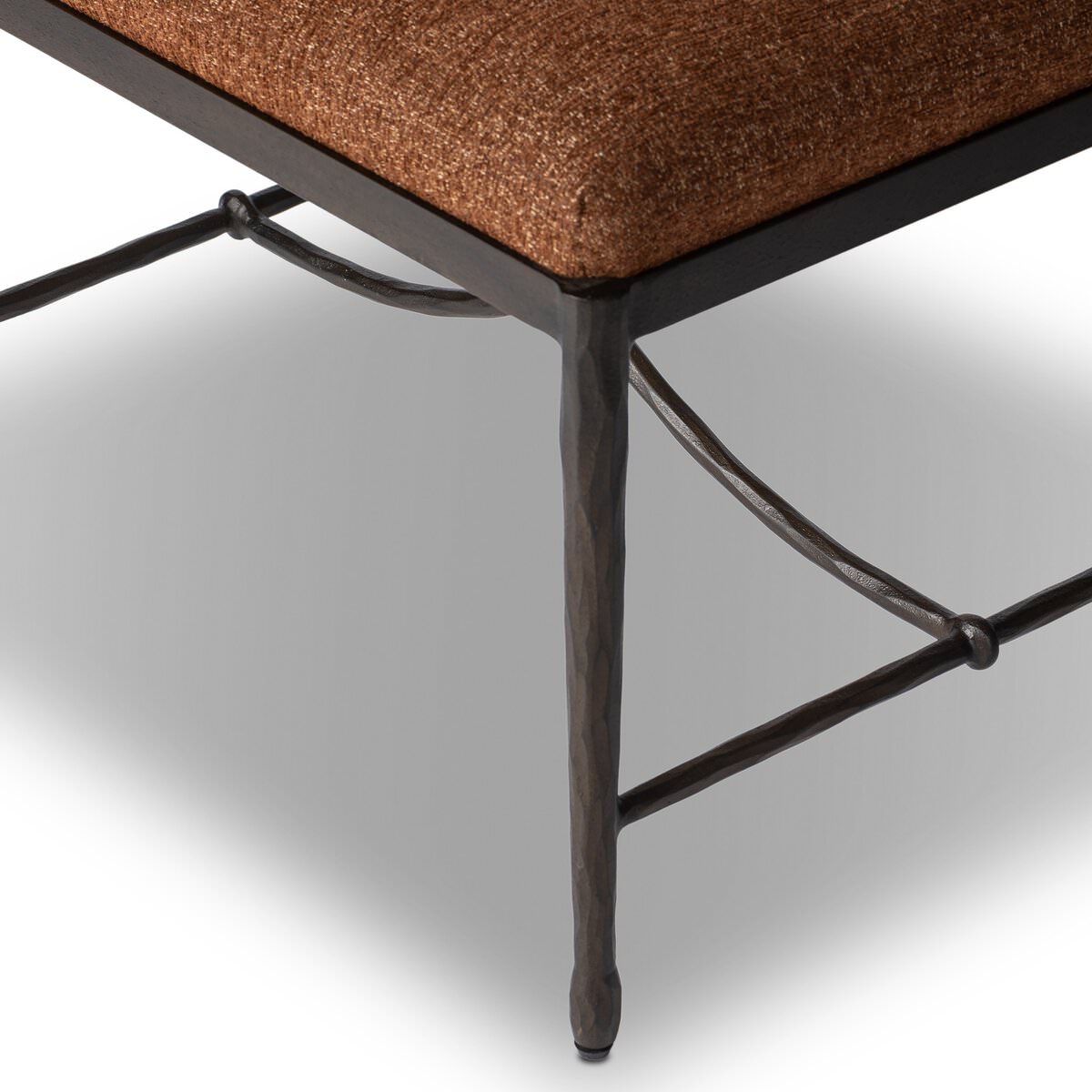 Close up of Four Hands Jade Accent Stool in Crypton Wayfarer Sienna on a white background at Addison West