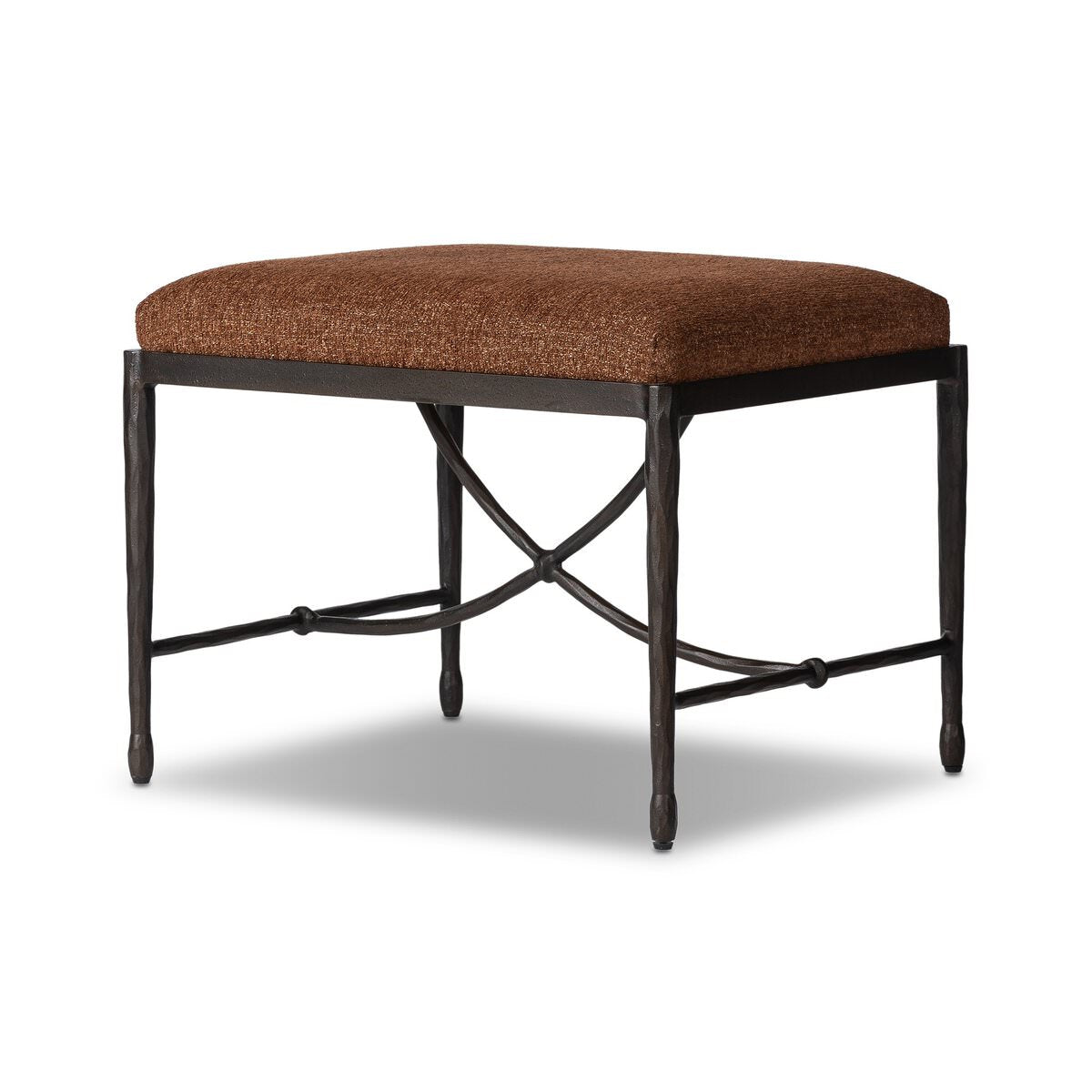 Four Hands Jade Accent Stool in Crypton Wayfarer Sienna on a white background at Addison West