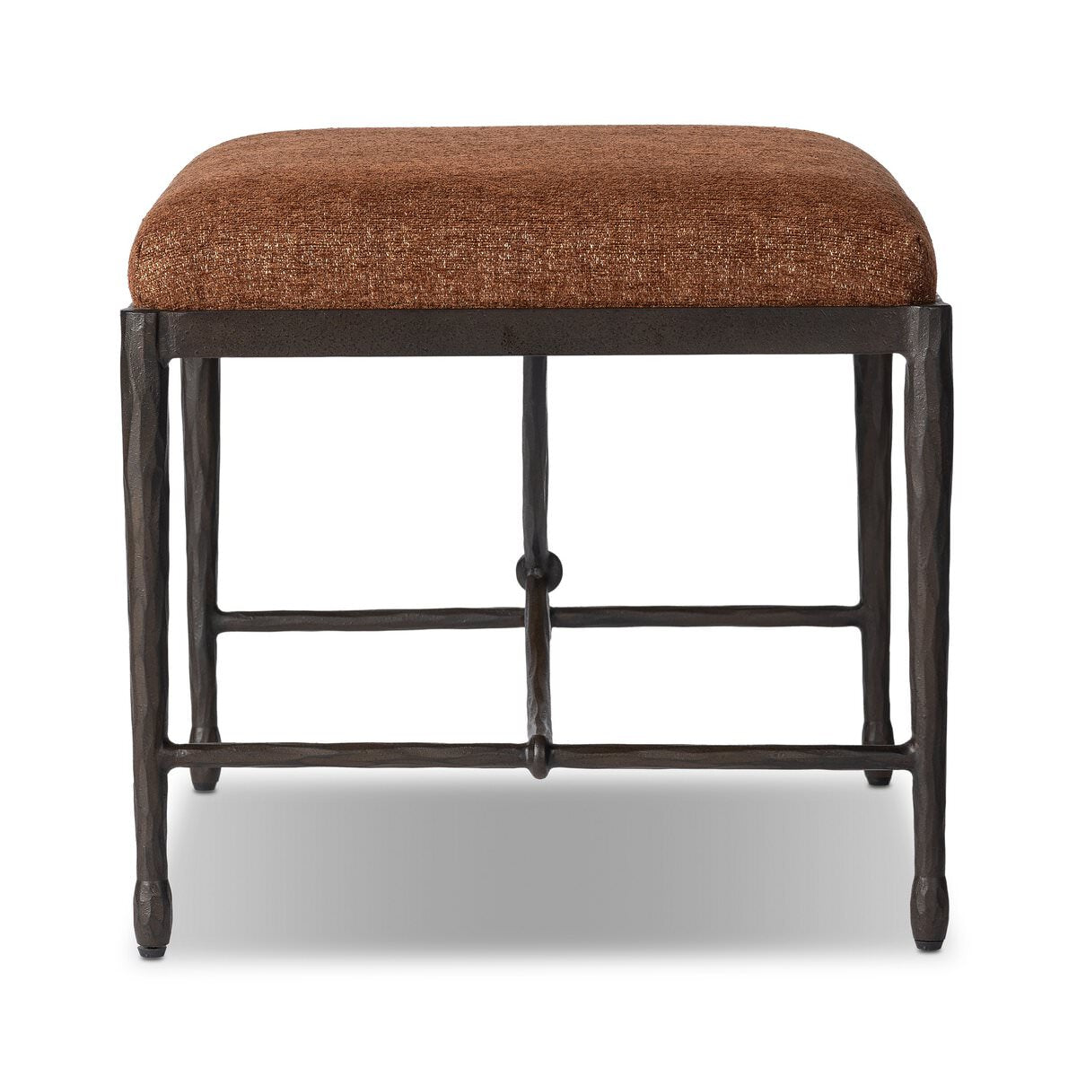 Four Hands Jade Accent Stool in Crypton Wayfarer Sienna on a white background at Addison West