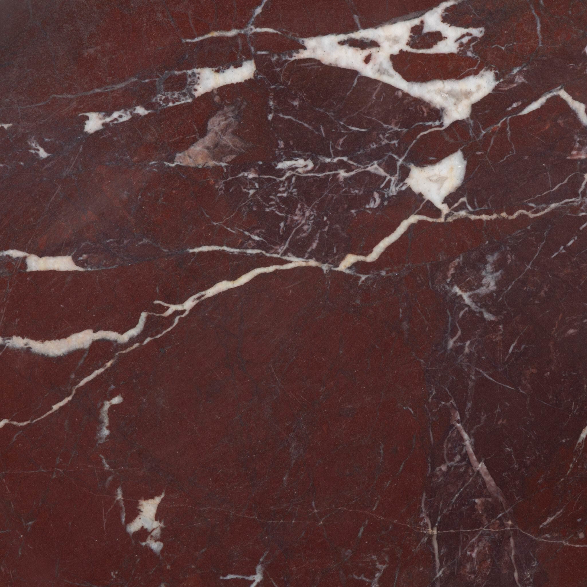 Four Hands Jocelyn End Table in Cordovan Marble on white background at Addison West.