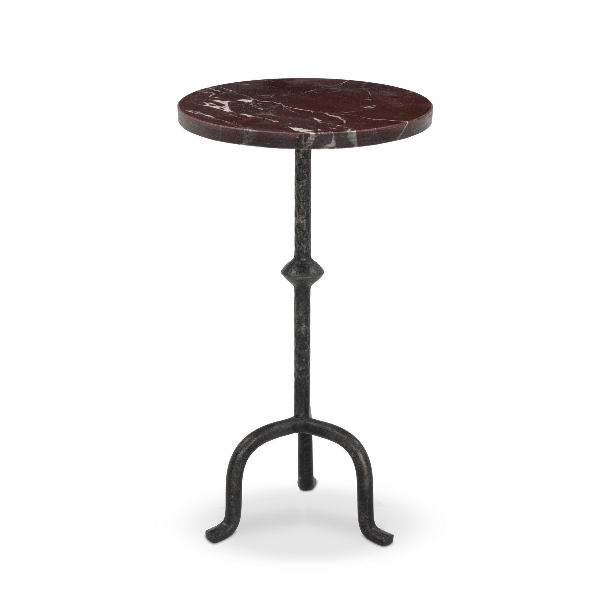 Four Hands Jocelyn End Table in Cordovan Marble on white background at Addison West.