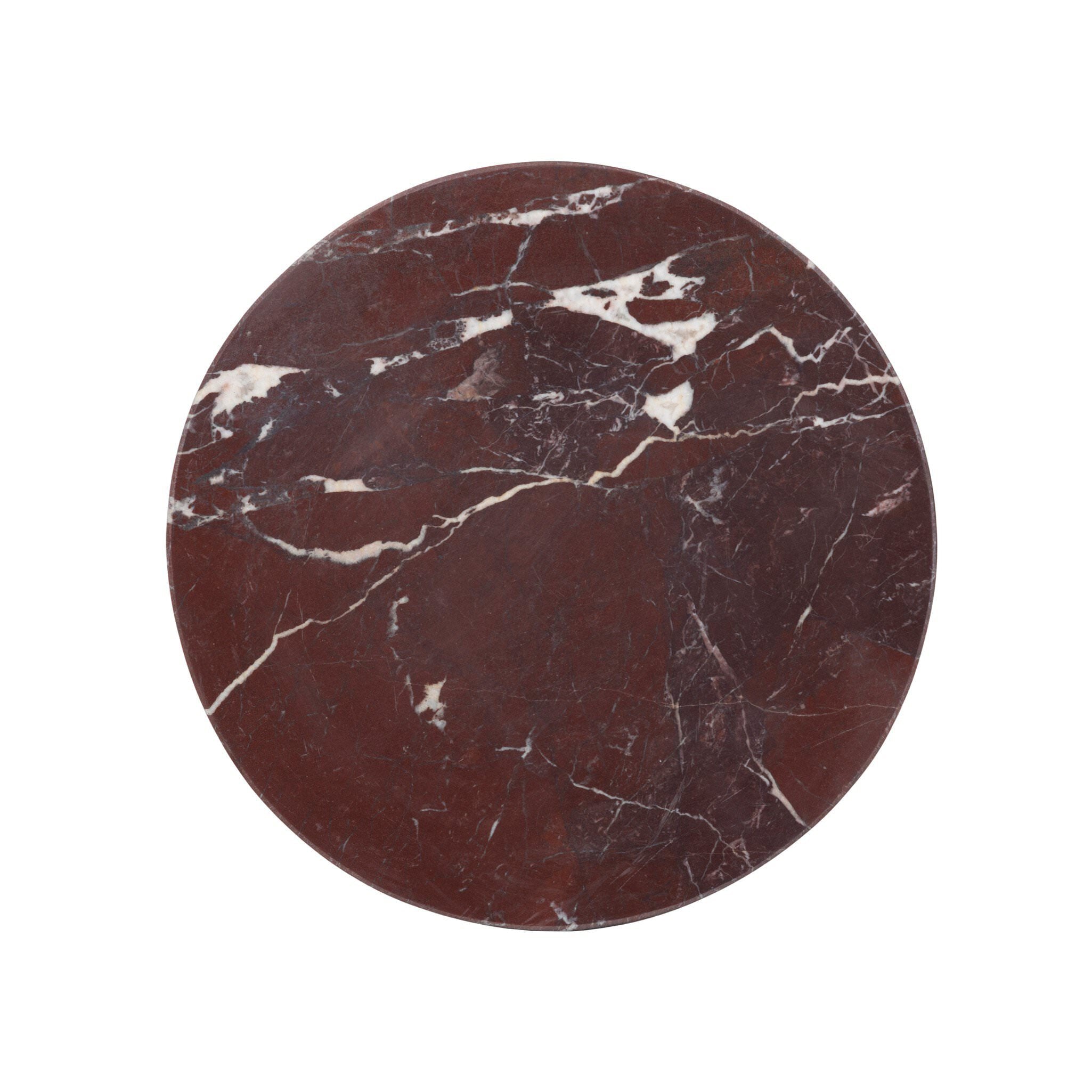 Four Hands Jocelyn End Table in Cordovan Marble on white background at Addison West.