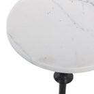 Four Hands Jocelyn End Table in Veined White Marble on white background at Addison West.