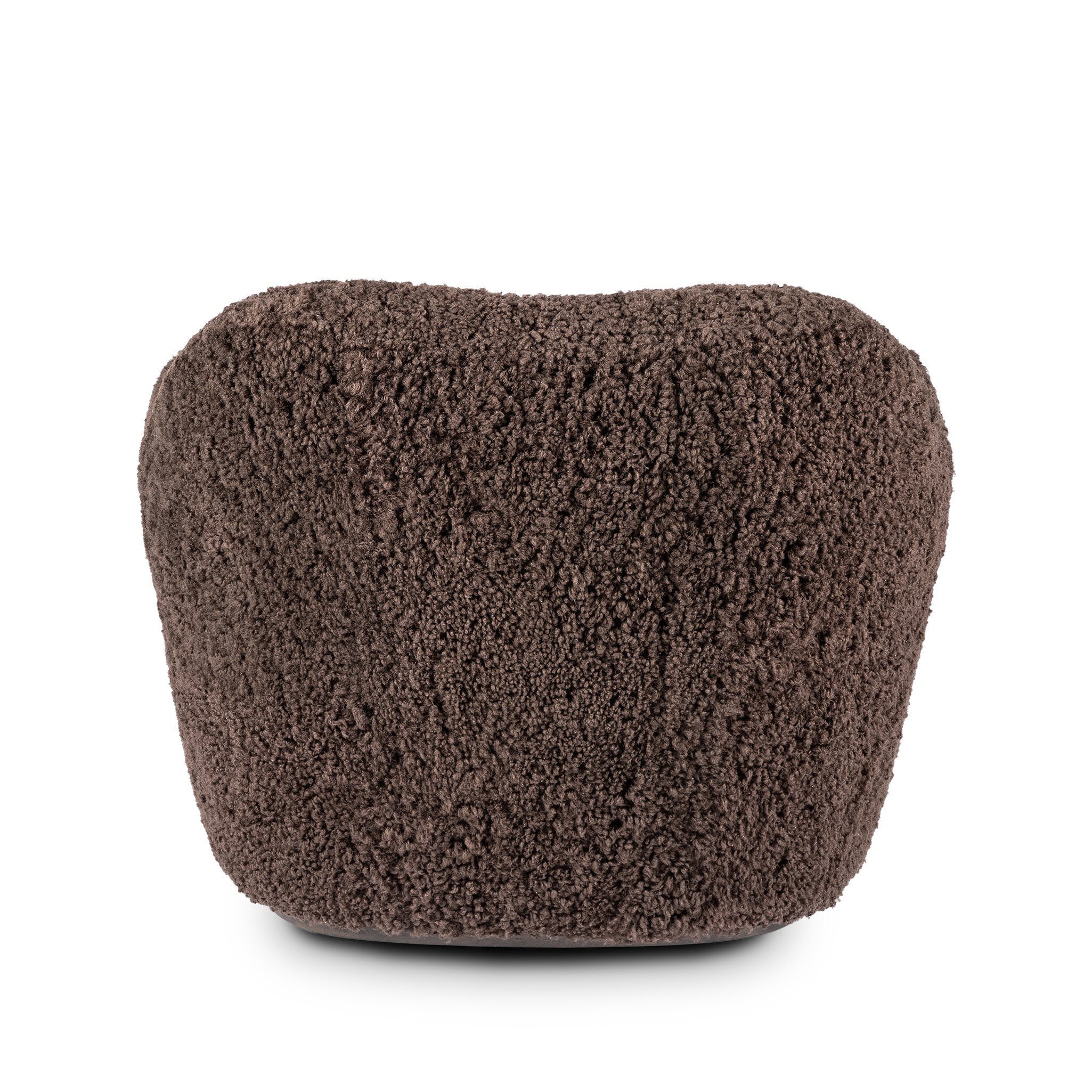 Back of Four Hands Julius Swivel Chair in Cocoa Shearling on a white background at Addison West