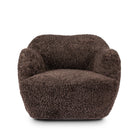 Four Hands Julius Swivel Chair in Cocoa Shearling on a white background at Addison West
