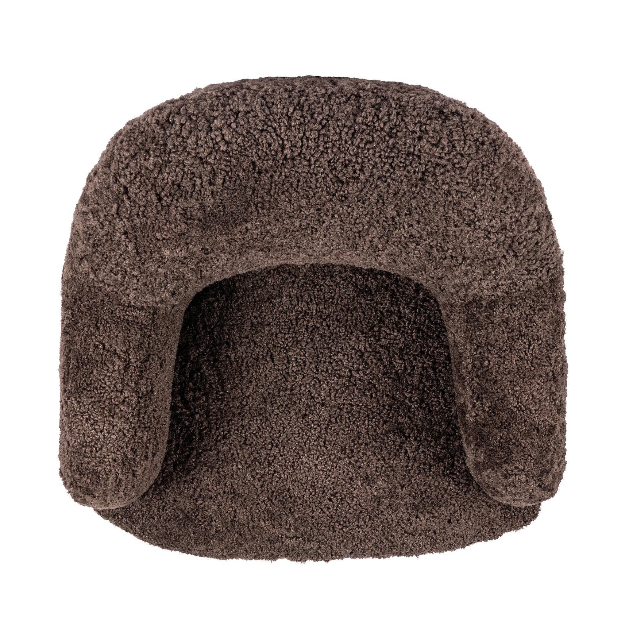 Four Hands Julius Swivel Chair in Cocoa Shearling on a white background at Addison West