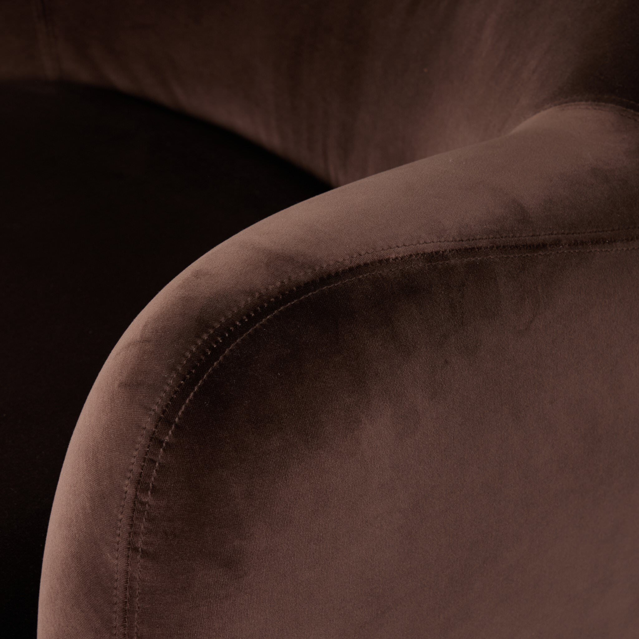 Close up of Four Hands Julius Swivel Chair in Surrey Cocoa on a white background at Addison West