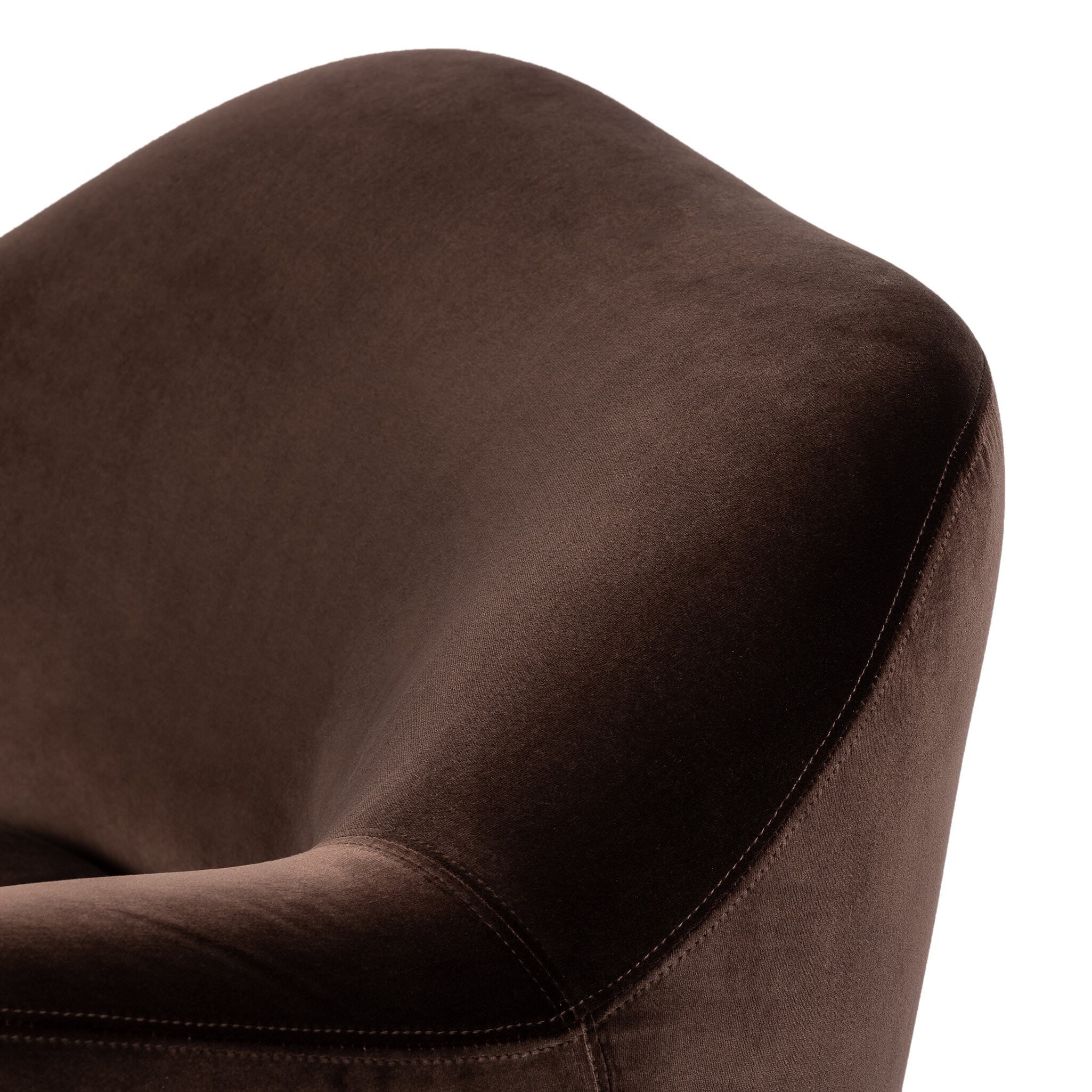Close up of Four Hands Julius Swivel Chair in Surrey Cocoa on a white background at Addison West