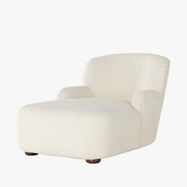 Four Hands Kadon Chaise Lounge In Natural Sheepskin on a white background