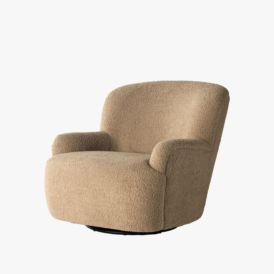 Four Hands Kadon Swivel Chair In Sheepskin Camel Addison West