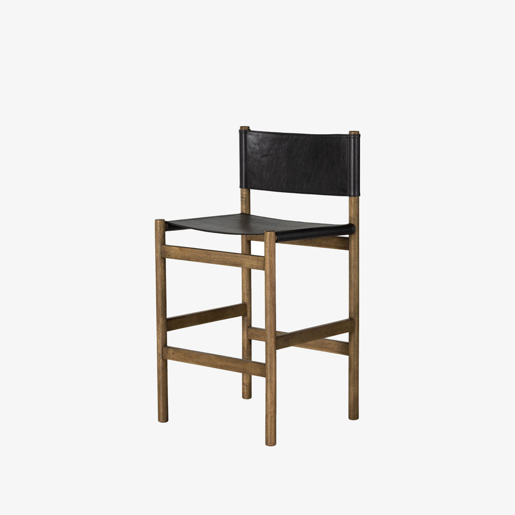 Four Hands Kena Bar Stool In Sonoma Black on a white background