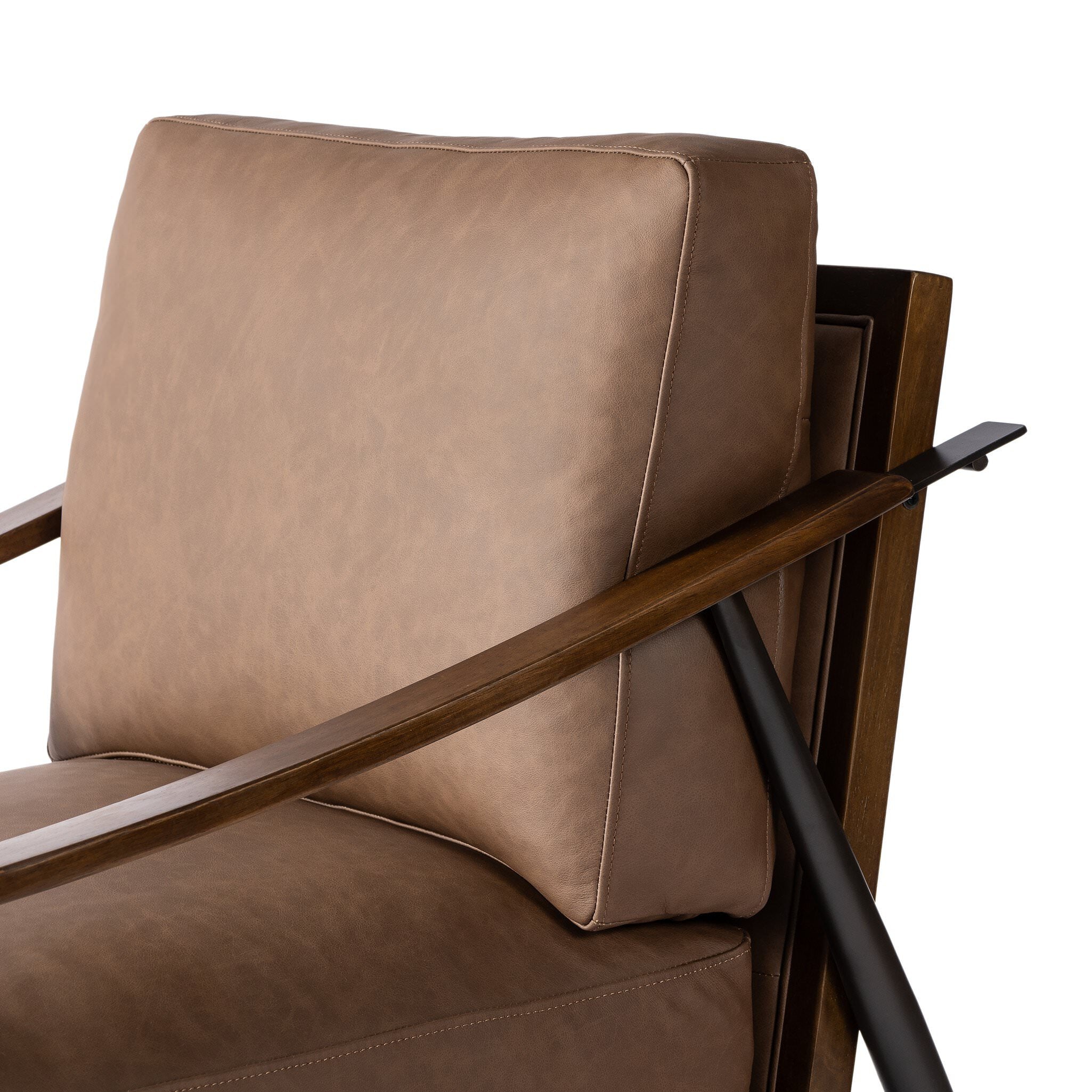 Close up of Four Hands Kennedy Chair in Maestro Cigar on white background at Addison West.