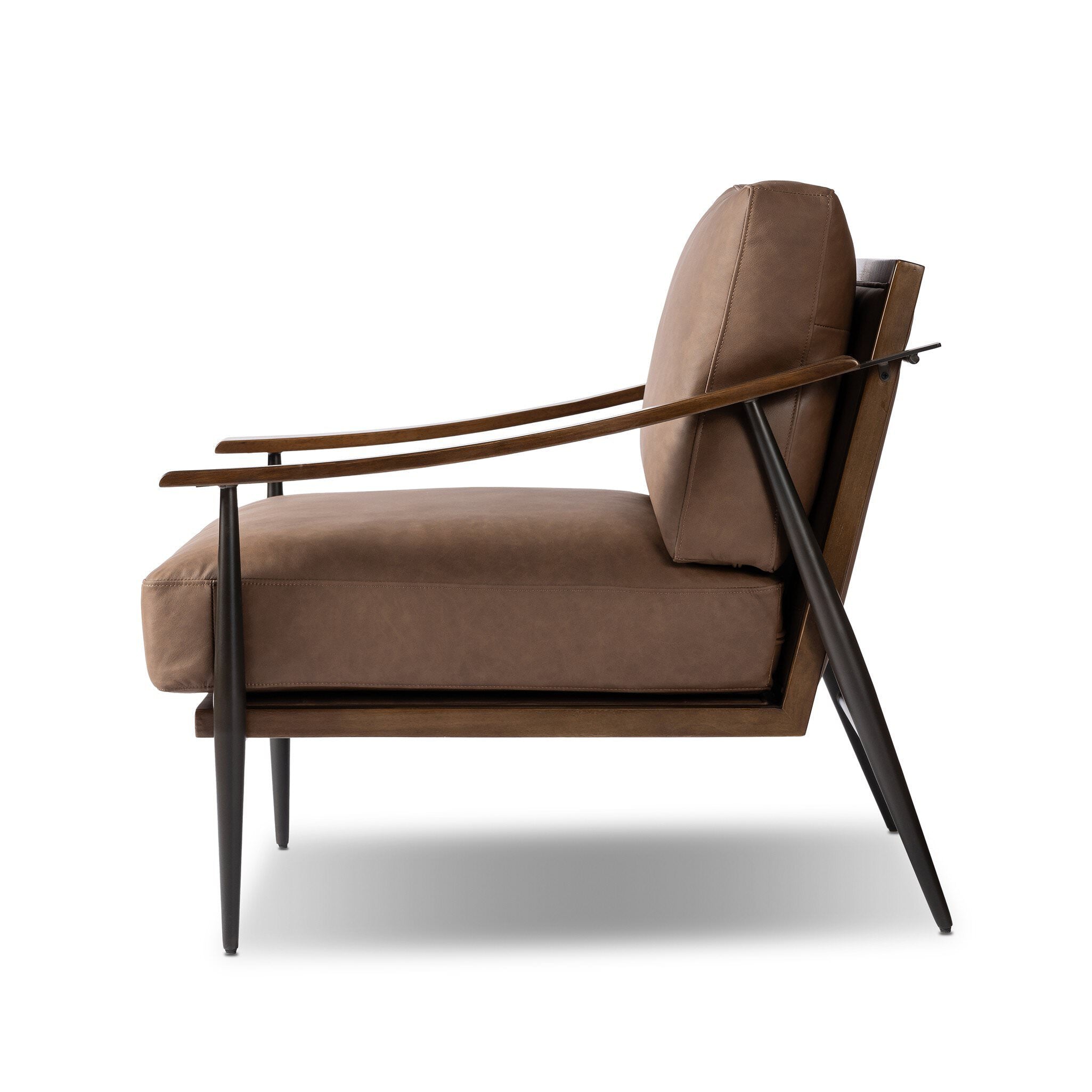 Four Hands Kennedy Chair in Maestro Cigar on white background at Addison West.