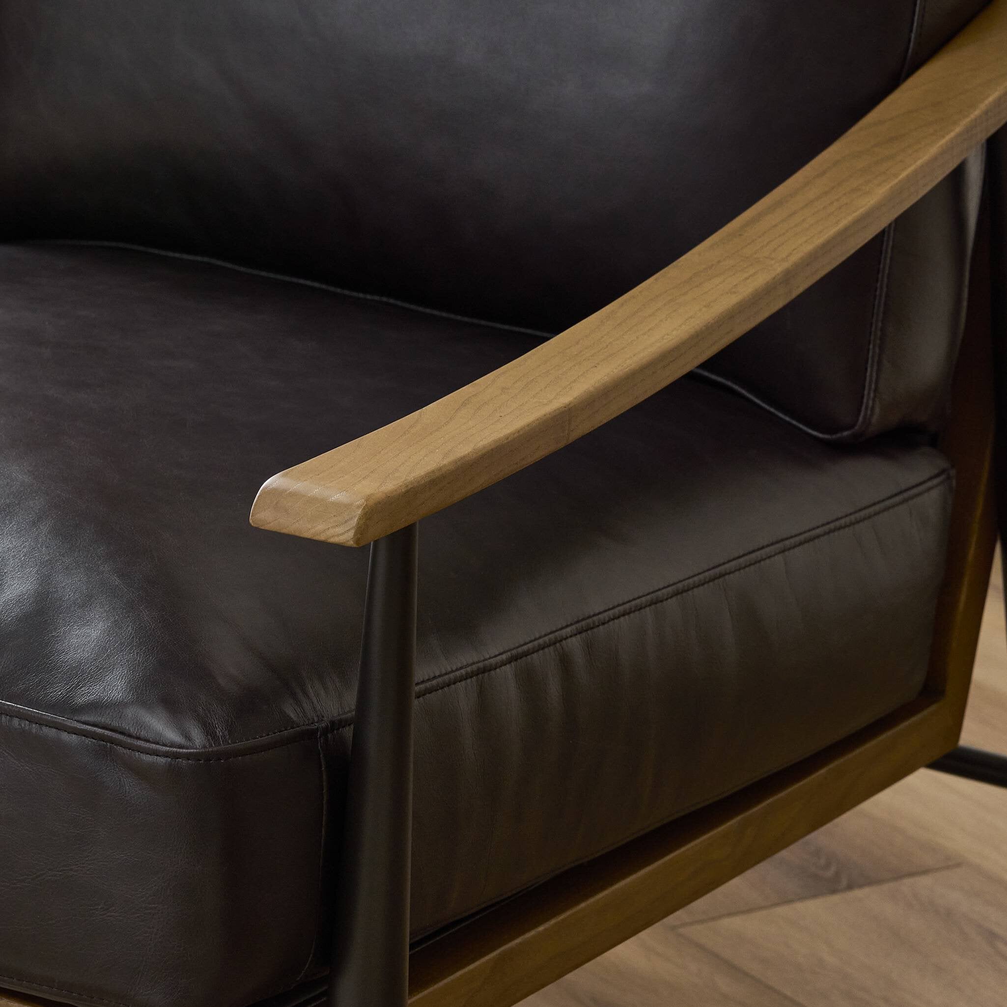 Four Hands Kennedy Chair in Sonoma Black in living room at Addison West.