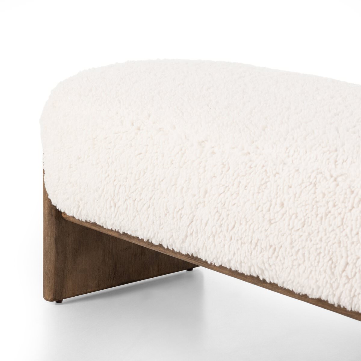 Close up of Four Hands Kirby Accent Bench in Andes Natural on a white background at Addison West