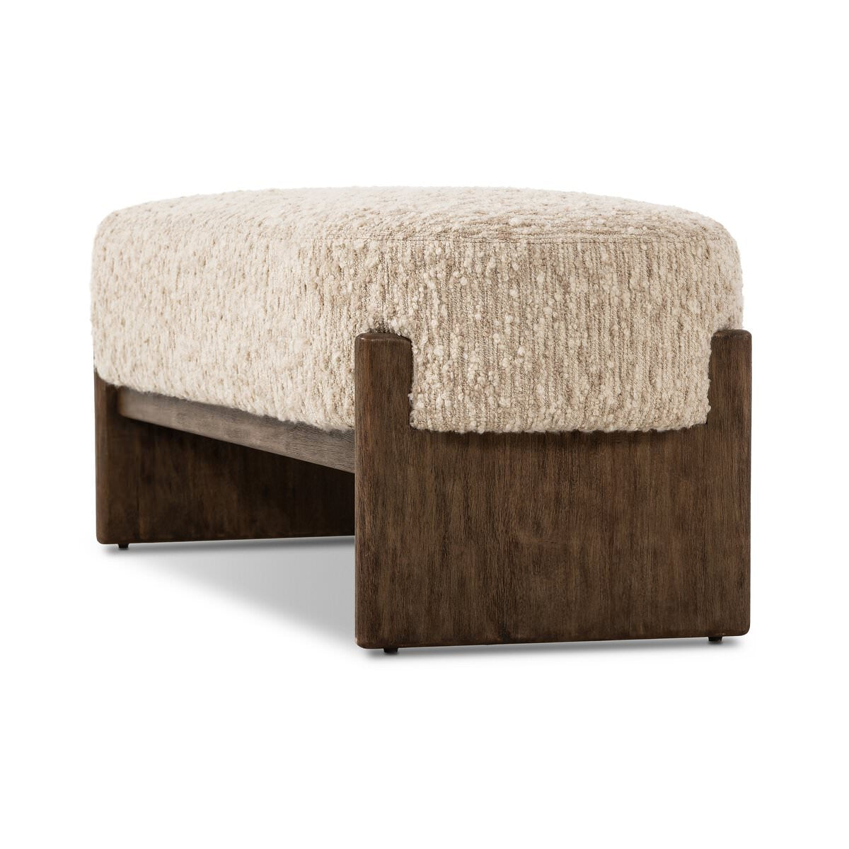 Four Hands Kirby Accent Bench in Solema Cream on a white background at Addison West