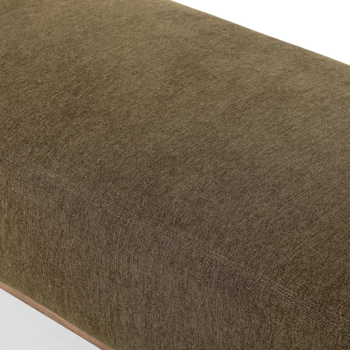 Close up of Four Hands Kirby Accent Bench in Sutton Olive on a white background at Addison West