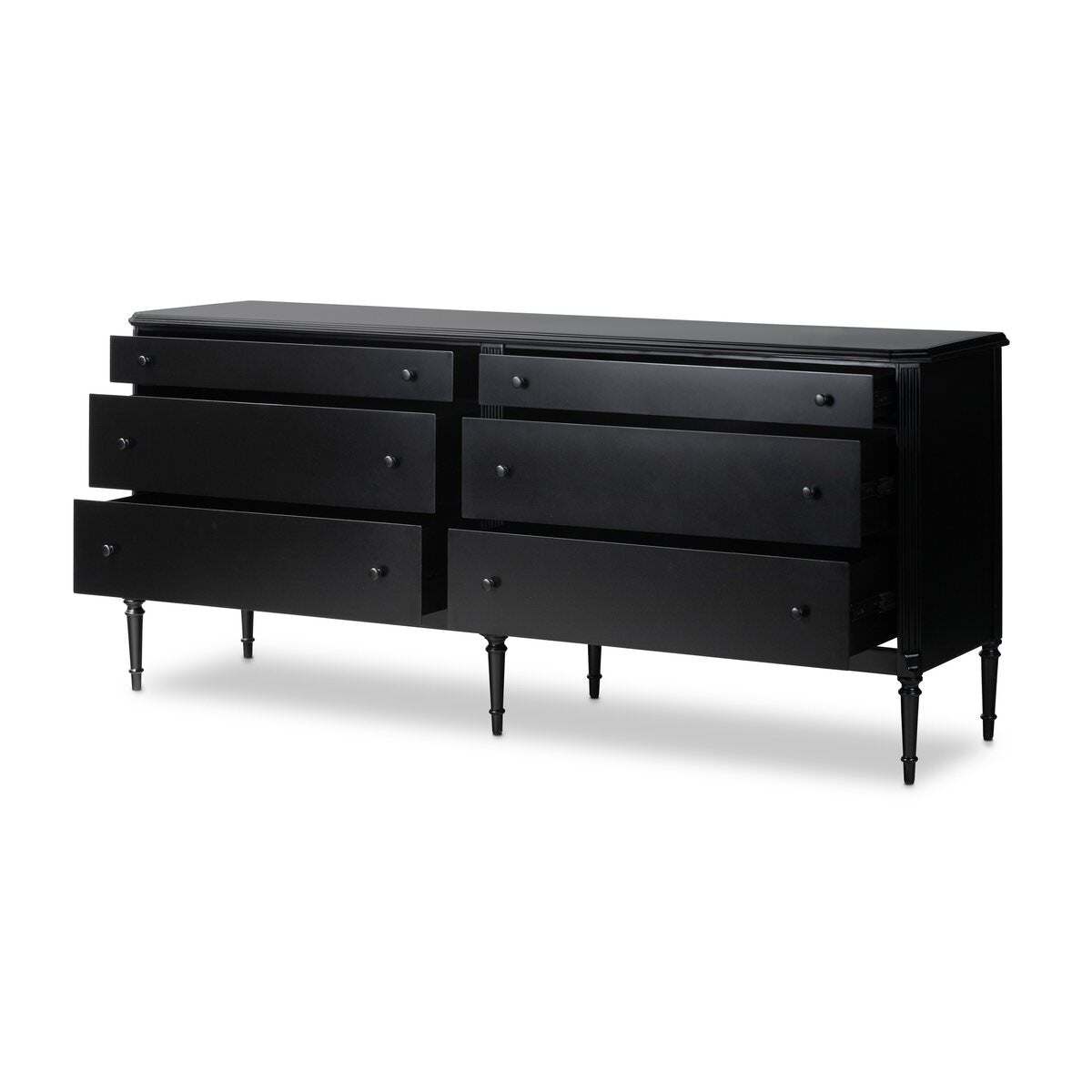 Four Hands Lendon 6 Drawer Dresser in Black on a white background