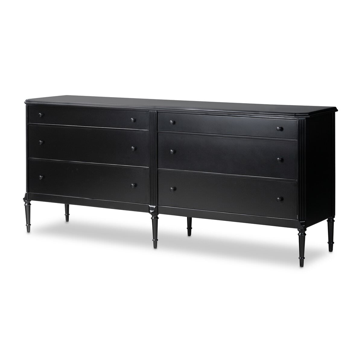 Four Hands Lendon 6 Drawer Dresser in Black on a white background