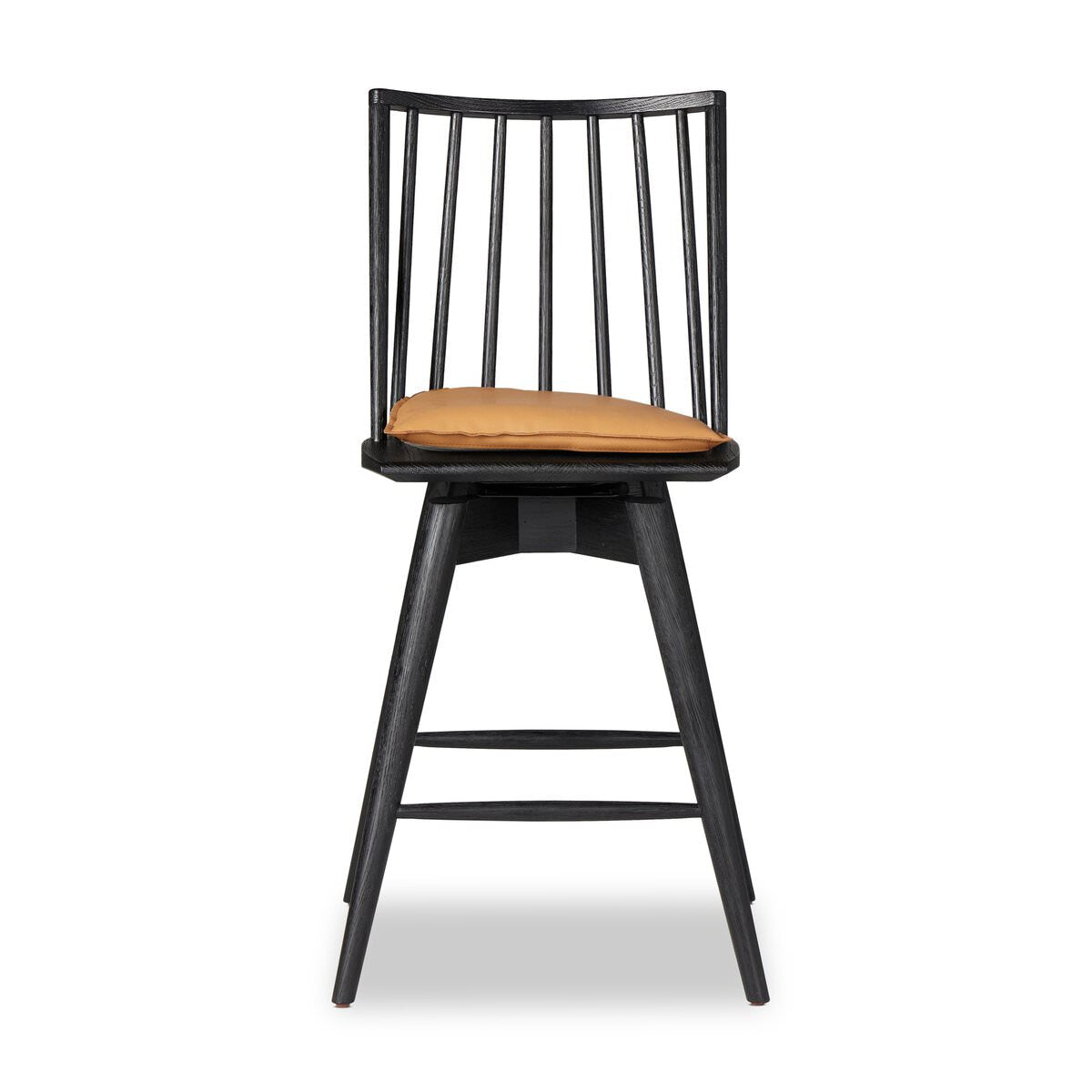 Four Hands Lewis Swivel Counter Stool in Whiskey Saddle on a white background at Addison West