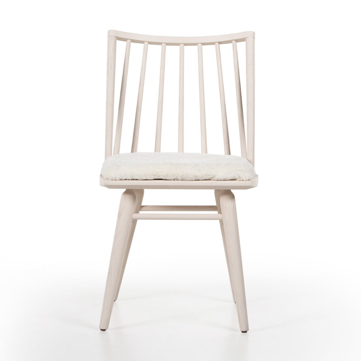 Four Hands Lewis Windsor Chair in Cream Shorn Sheepskin on a white background