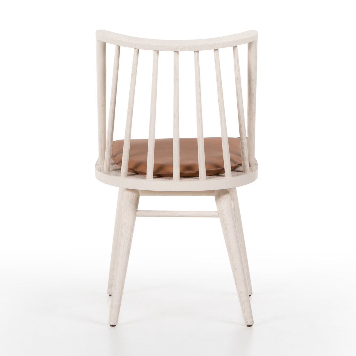 Four Hands Lewis Windsor Chair in Off White Whiskey Saddle on a white background