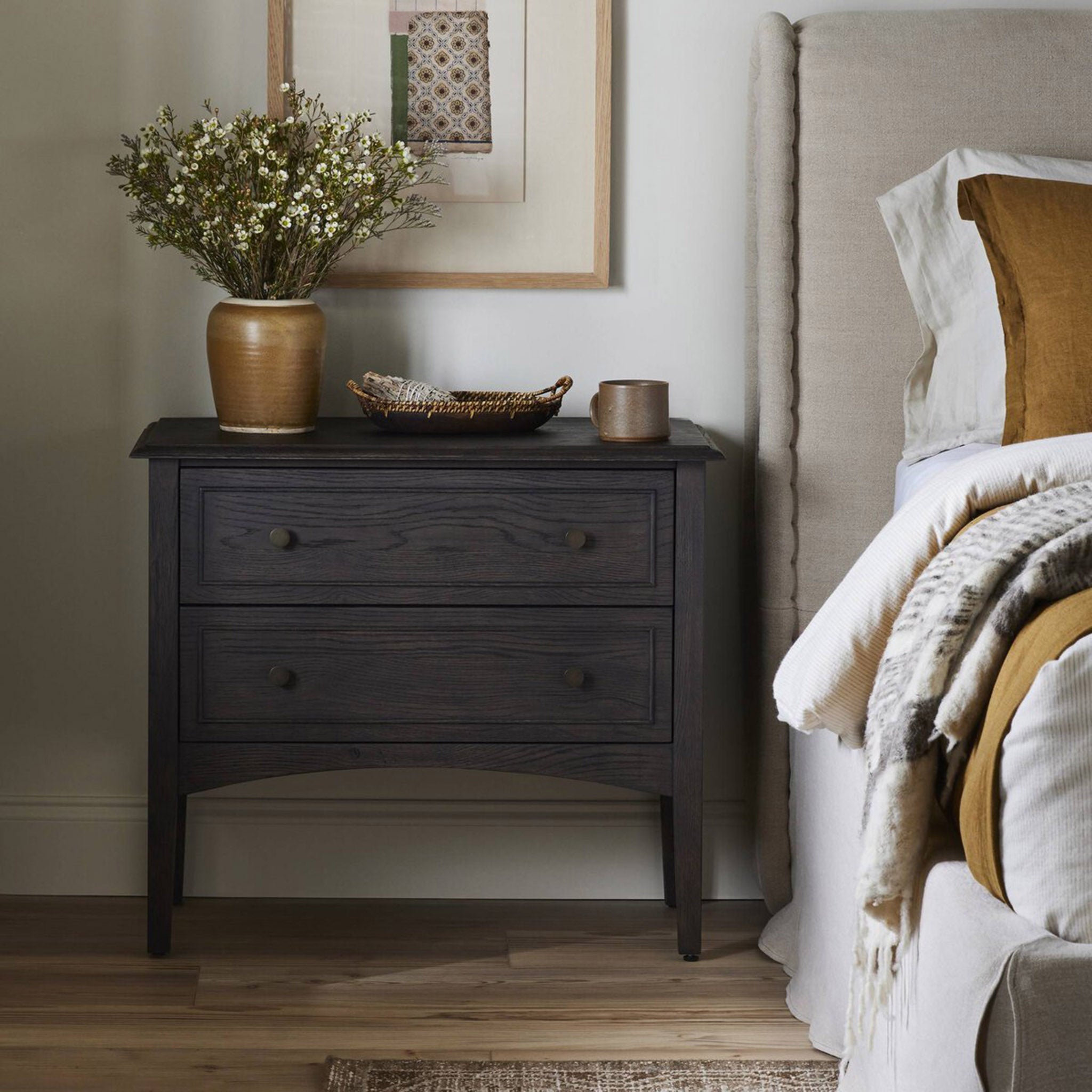 Four Hands Maggie Nightstand in Smoked Black Oak Veneer – Addison West