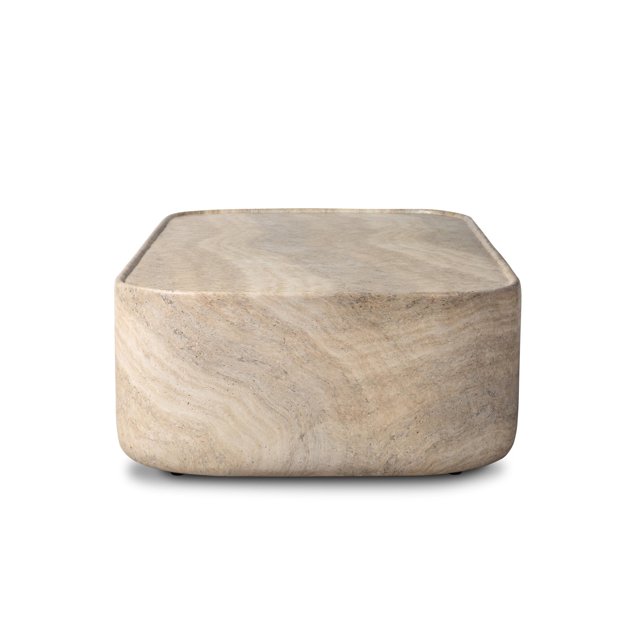 Four Hands Manor Outdoor Coffee Table in Textured Sandy Grey on a white background at Addison West