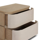 Four Hands Mariella Nightstand in Beige Painted Linen on white background at Addison West.