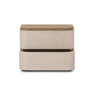 Four Hands Mariella Nightstand in Beige Painted Linen on white background at Addison West.