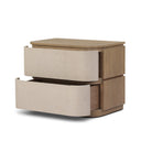 Four Hands Mariella Nightstand in Beige Painted Linen on white background at Addison West.