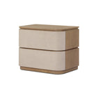 Four Hands Mariella Nightstand in Beige Painted Linen on white background at Addison West.