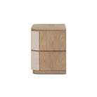 Four Hands Mariella Nightstand in Beige Painted Linen on white background at Addison West.