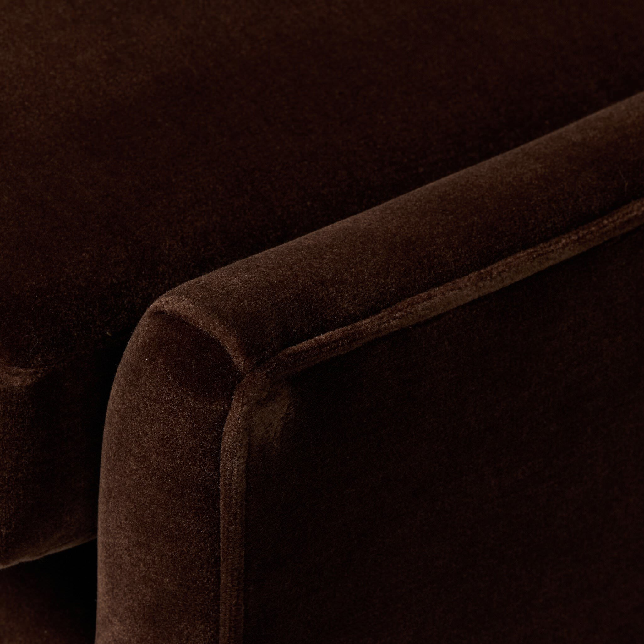 Close up of the Four Hands Marlow Wing Chair in Monte Chocolate at Addison West.