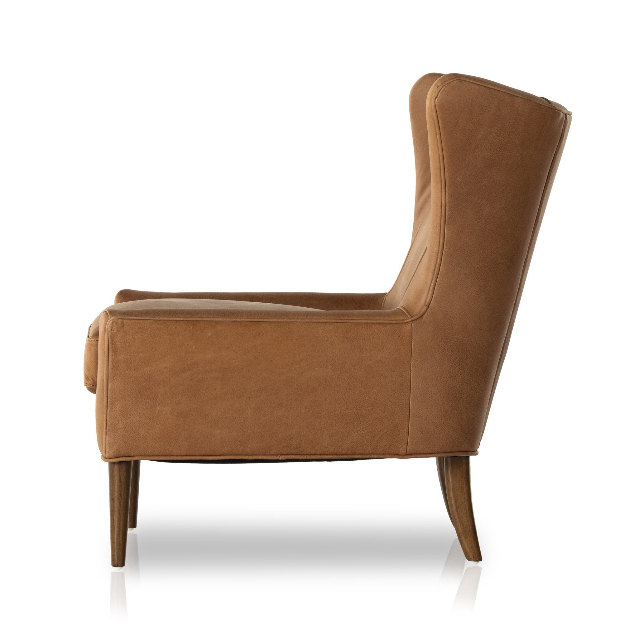 Four Hands Marlow Wing Chair in Palermo Cognac on white background at Addison West.