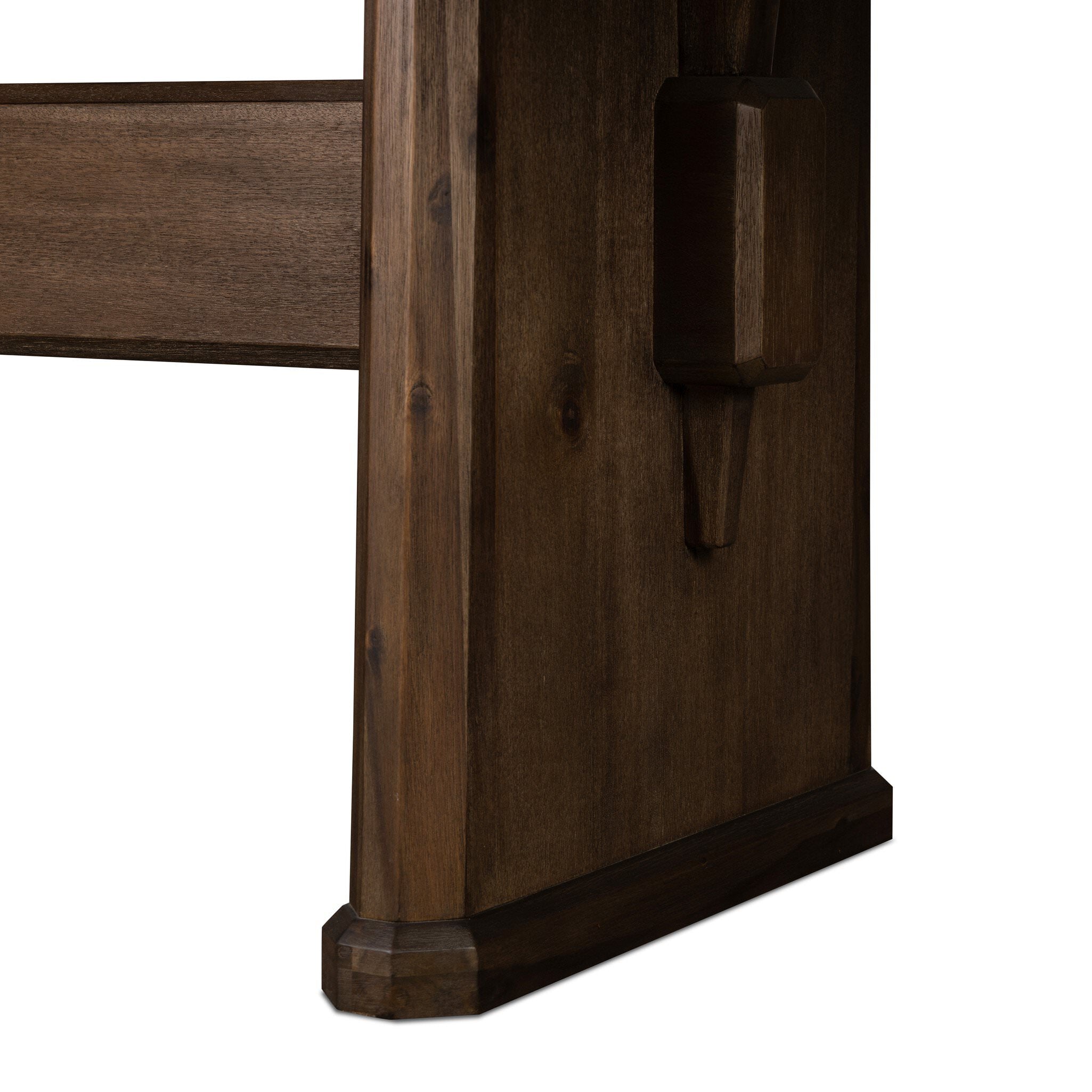 Four Hands Melina Extension Dining Table in Weathered Acacia Veneer on white background at Addison West.