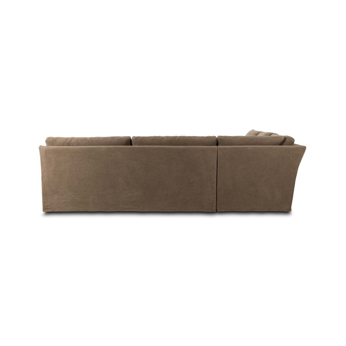 Back of Four Hands Monette 3Pc Sectional in Broadway Coffee on a white background at Addison West