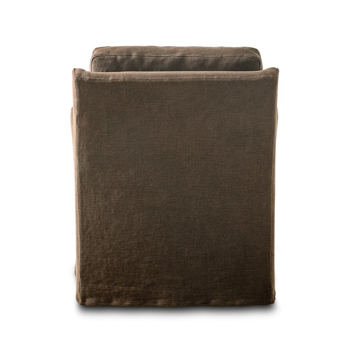 Back of Four Hands Monette Glider Swivel in Broadway Coffee on a white background at Addison West