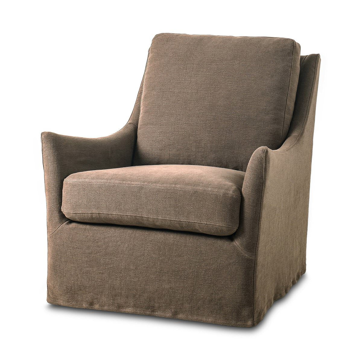 Four Hands Monette Glider Swivel in Broadway Coffee on a white background at Addison West