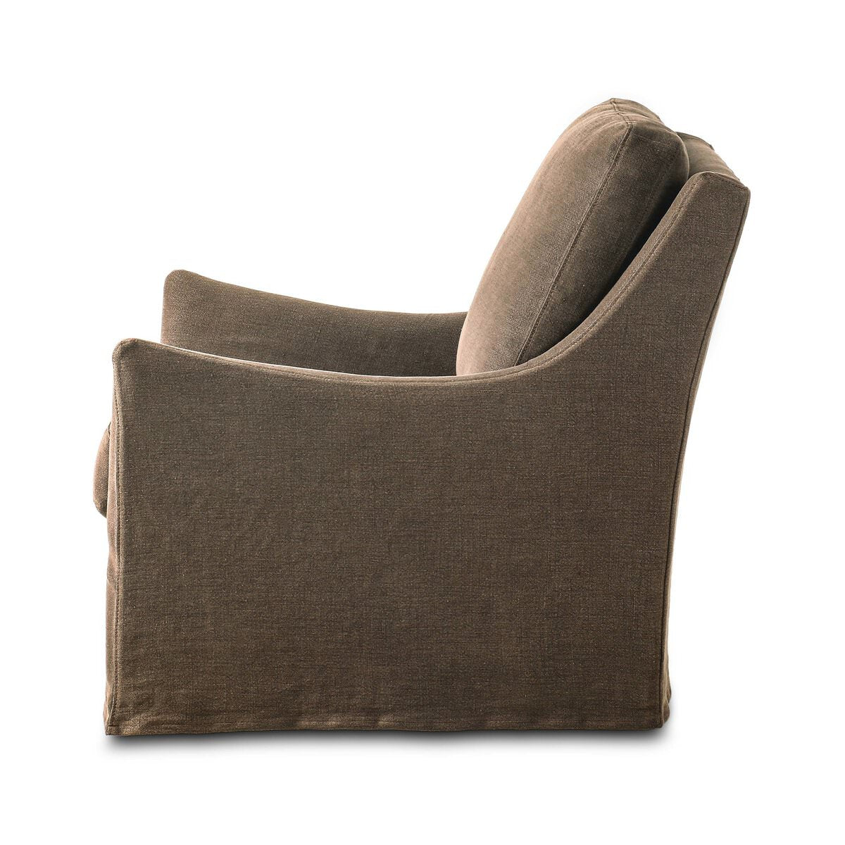 Four Hands Monette Glider Swivel in Broadway Coffee on a white background at Addison West