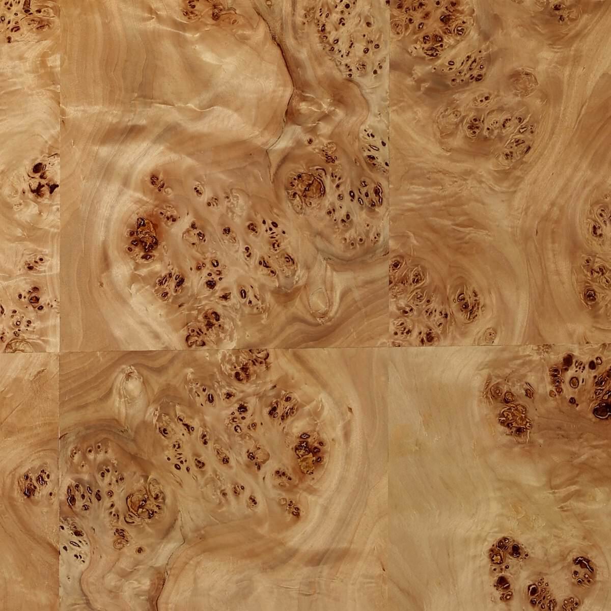 Close up of Four Hands Mullins Desk in Natural Mappa Burl  at Addison West