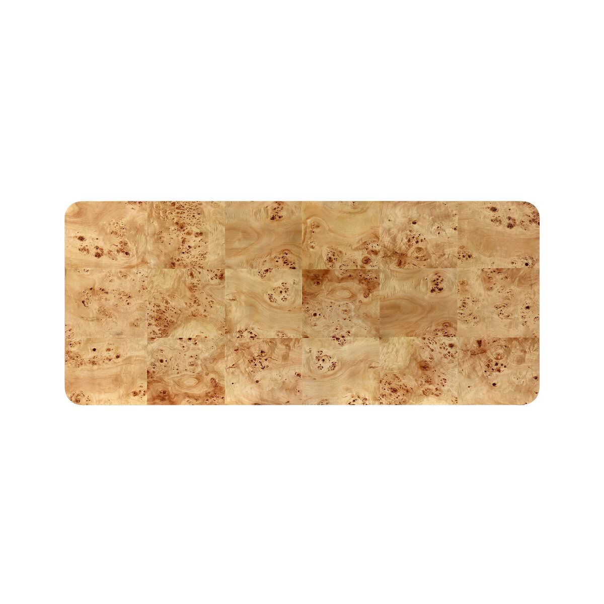 Top of  Four Hands Mullins Desk in Natural Mappa Burl on a white background at Addison West