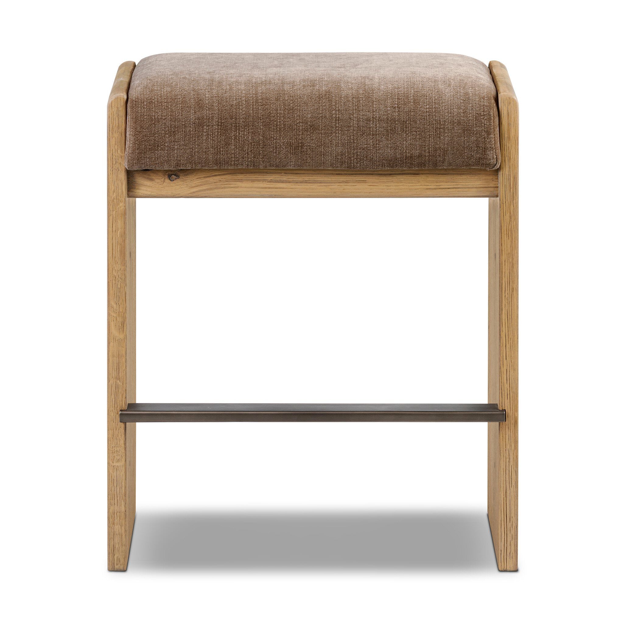 Four Hands Nash Counter Stool in Altair Mushroom on white background at Addison West.