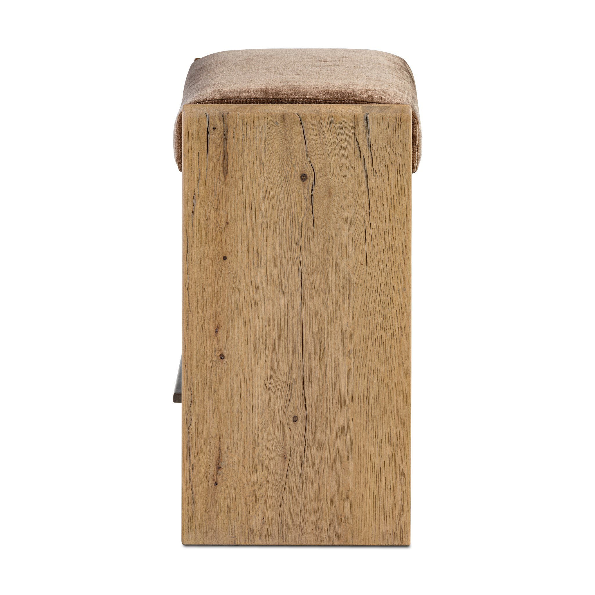 Four Hands Nash Counter Stool in Altair Mushroom on white background at Addison West.