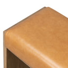 Close up of Four Hands Nash Counter Stool in Sonoma Butterscotch on white background at Addison West.