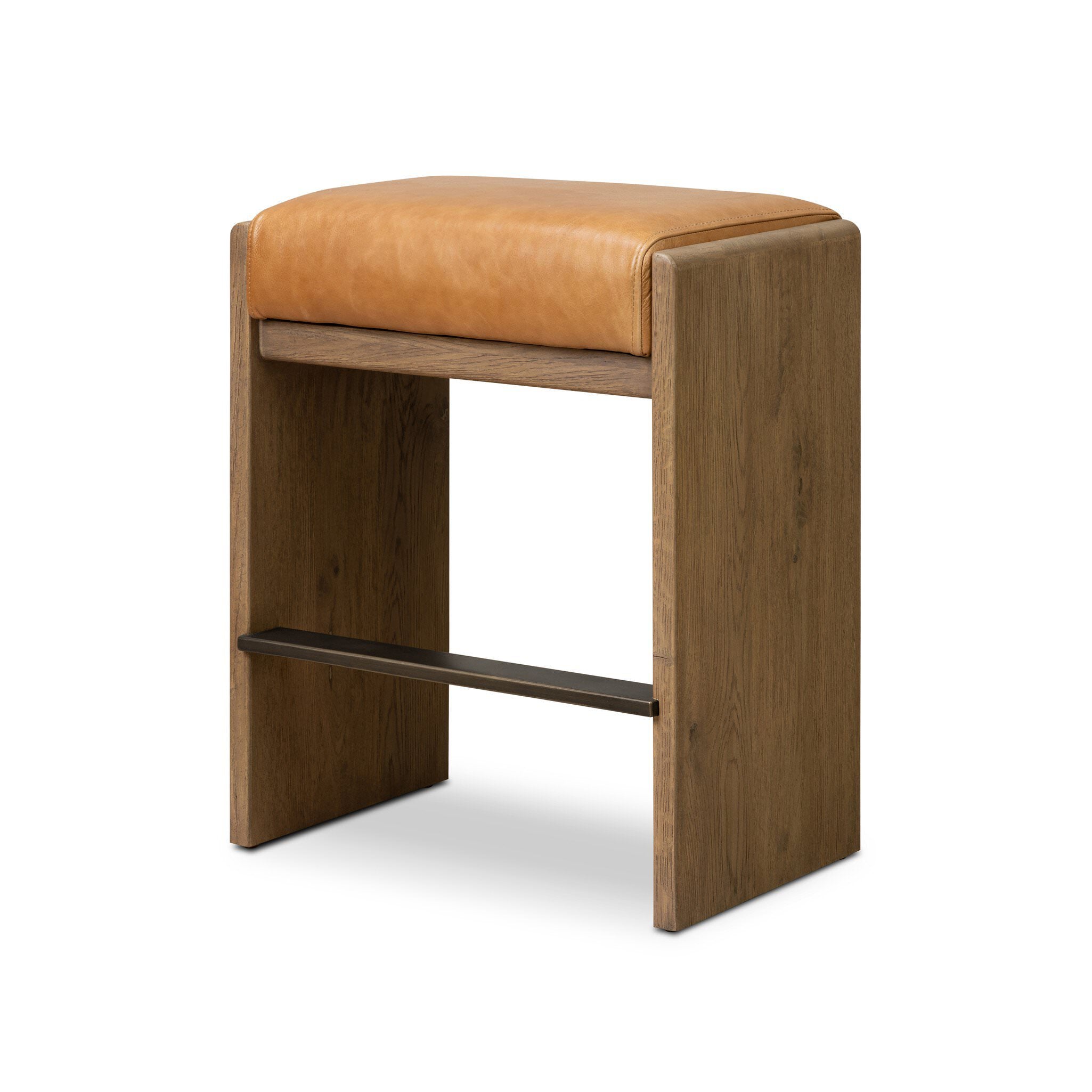 Four Hands Nash Counter Stool in Sonoma Butterscotch on white background at Addison West.