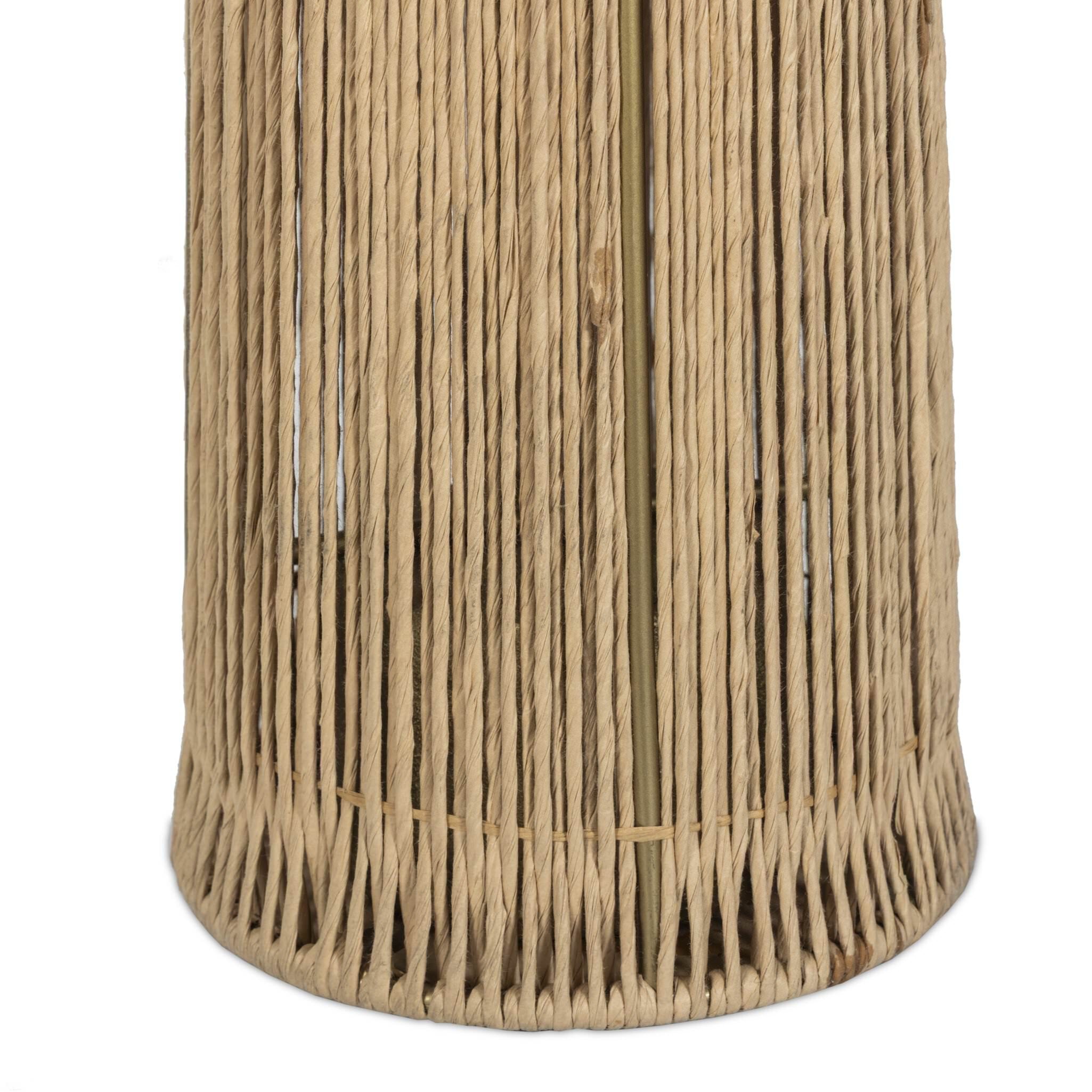 Close up of Four Hands Nessa Floor Lamp in Cream Slub Linen on a white background at Addison West