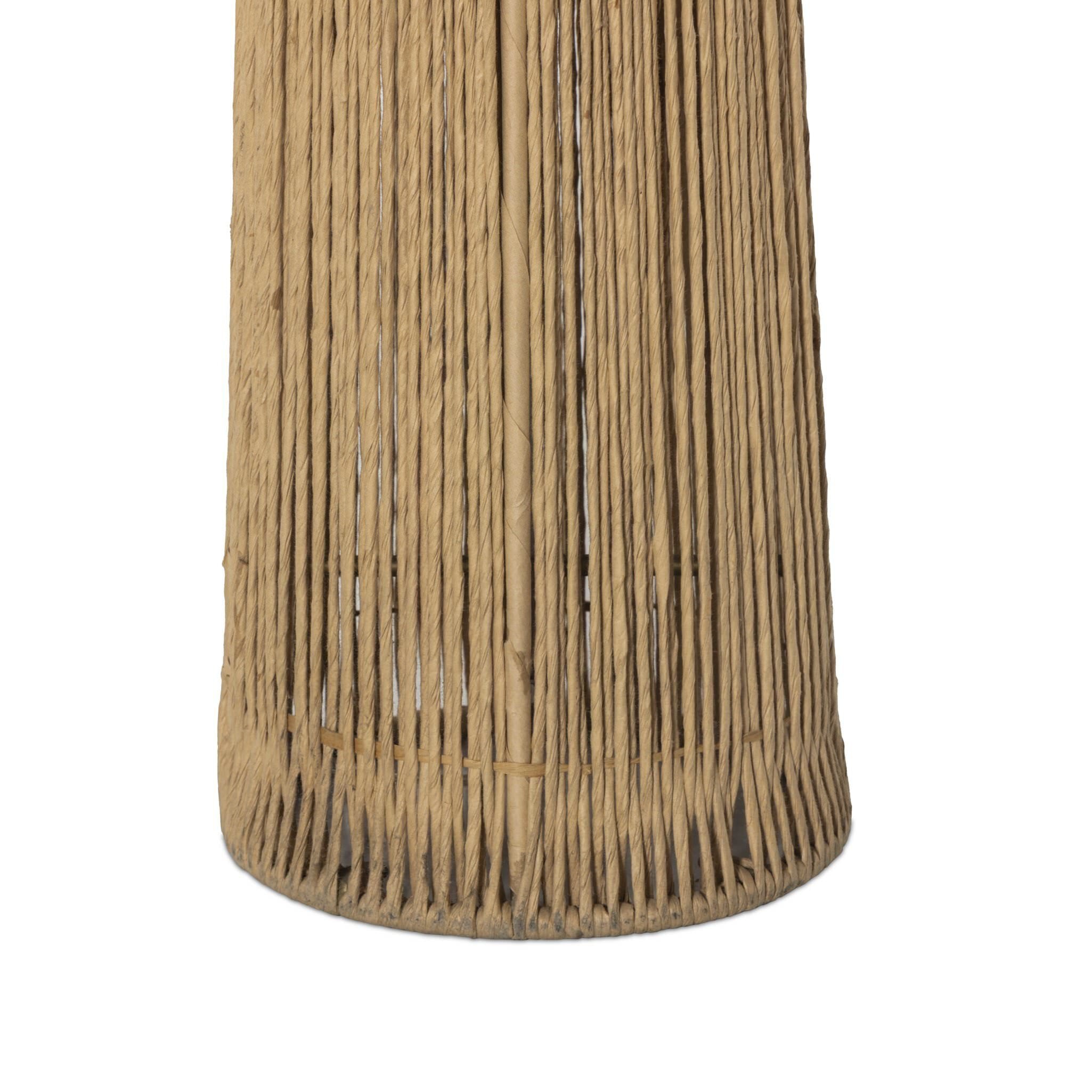 Close up of Four Hands Nessa Floor Lamp in Cream Slub Linen on a white background at Addison West