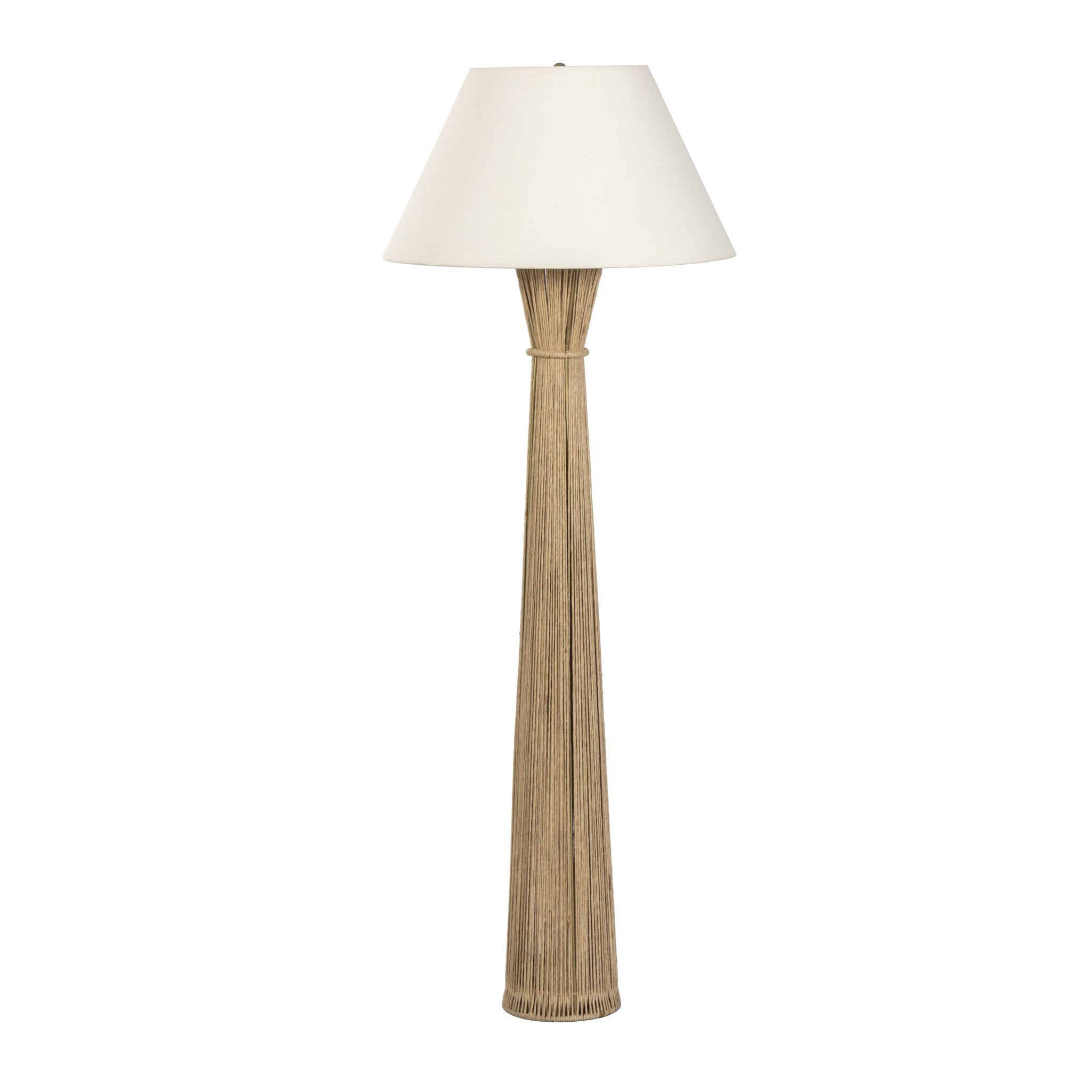 Four Hands Nessa Floor Lamp in Cream Slub Linen on a white background at Addison West