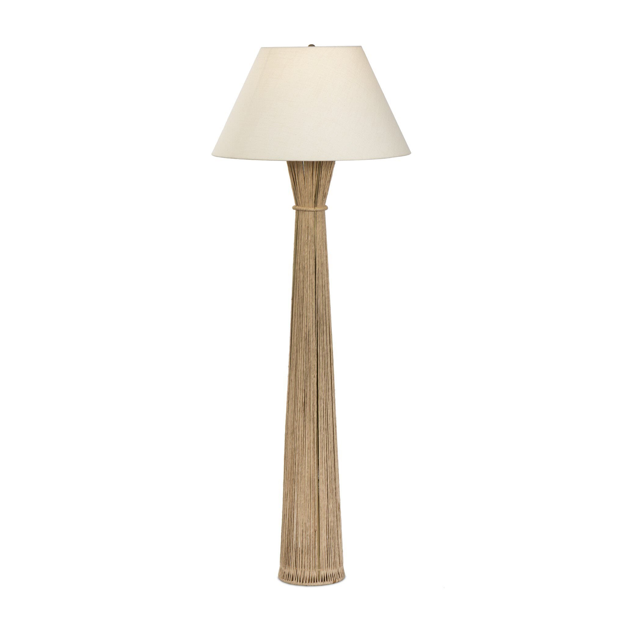 Four Hands Nessa Floor Lamp in Cream Slub Linen on a white background at Addison West